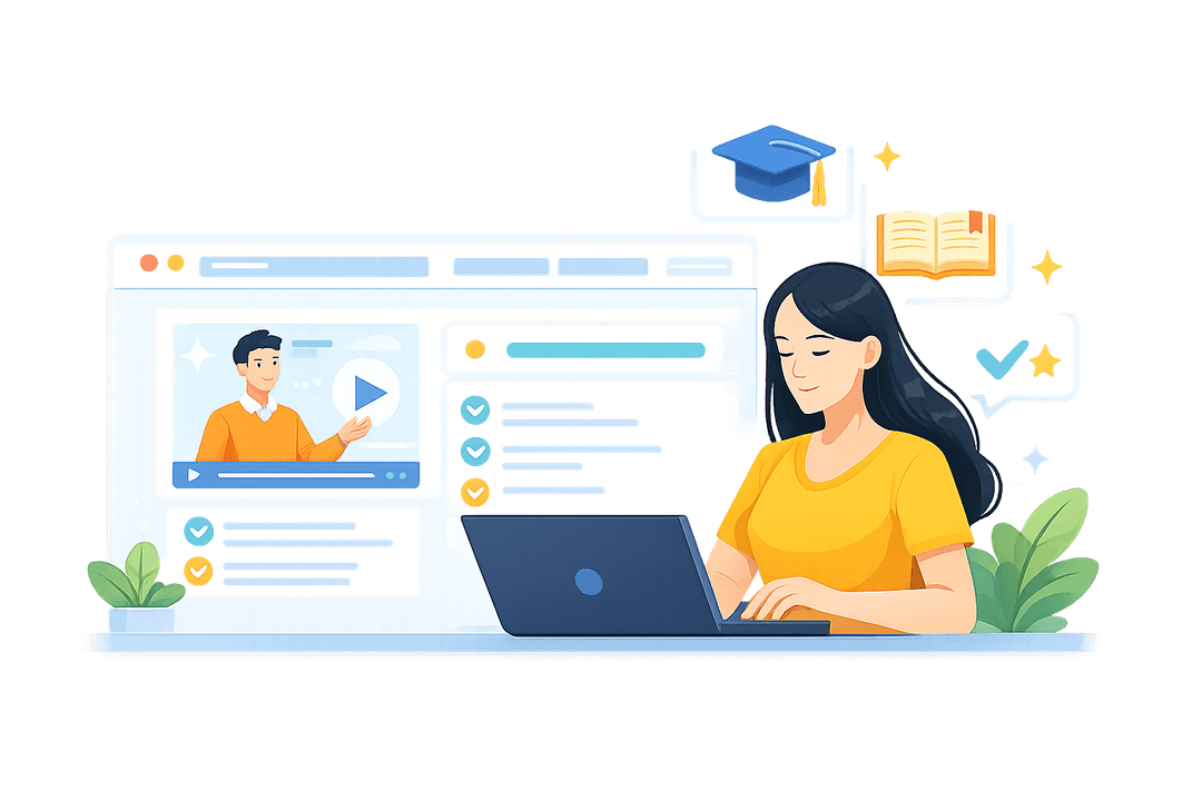 Student preparing with online tests